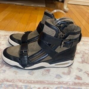 Ash Leather Buckle Sneakers